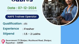 Dholpur Rajasthan Subros Pvt Ltd Interview 7 Dec 2024 at Government ITI Dholpur Rajasthan dholpur [upl. by Felita]