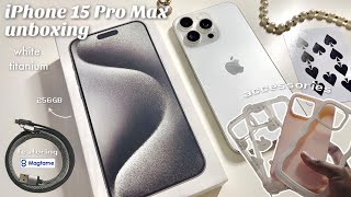 iPhone 15 Pro Max Unboxing 🖇️ ft Magtame  256GB  aesthetic unboxing  accessories [upl. by Esmond]