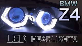 【Z4 E89】BMW 35is LED Hexagon Headlights one off RGB control projector ワンオフヘッドライト モノアイ デビルアイ [upl. by Ahseinod]