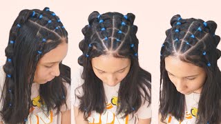 penteado com Liguinha e tranças fácil peinados con ligas elastic [upl. by Yeldahc882]