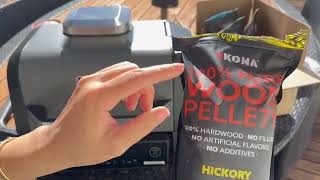 Kona Wood Pellets For Ninja Woodfire Outdoor Grill Hickory Oak Premium Blend amp Sweetwood Review [upl. by Adnilema]