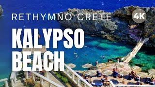 KALYPSO BEACH in RETHYMNO CRETE  Best Beaches in Greece Travel Video 4K [upl. by Yaral]