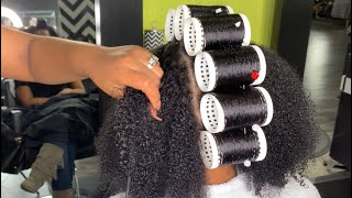 BEAUTIFUL NATURAL HAIR  ROLLER SET [upl. by Euqinorev]