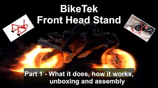 The BikeTek front head stand  Part 1 What it does how it works unboxing and assembly [upl. by Anikehs]