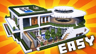 Minecraft Big Modern House  Mansion Tutorial   How to Make Realistic Modern House  2020 [upl. by Gelman]