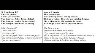 Basic English dialogue in Simple Present dialogue using W H questions [upl. by Schilt774]