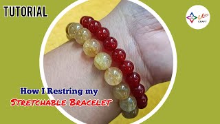 BEADING TUTORIAL How I Restring my Stretchable Round Beads BraceletDIY [upl. by Medlin437]