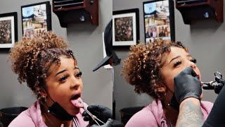 vlog getting my tongue pierced  my experience  Azlia Williams [upl. by Odlawso557]