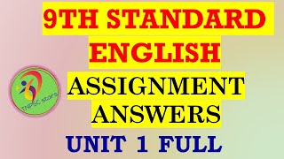 9th std English  assignment answers  UNIT 1 full [upl. by Kries]