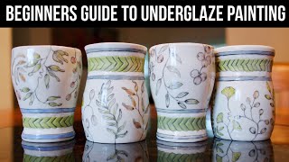 Underglaze Painting for Beginners  Learn how to QUICKLY draw and paint basic elements [upl. by Otrebla]