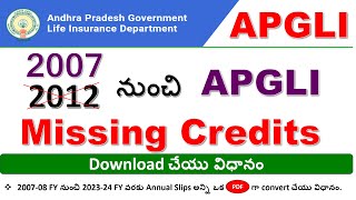 APGLI  HOW TO KNOW MISSING CREDITS FROM 200708 FINANCIAL YEAR  ANNUAL SLIPS apgli [upl. by Rimahs486]