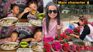 GHAR AAUNA SATH FISH CURRY VATH MUKBANG WITH SANI KO GUFF HAMRO FLOWERS EASTO VAYECHA😍 [upl. by Nehr858]