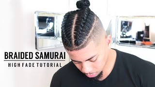 💈 HOW TO CUT YOUR OWN HAIR  BRAIDED MAN BUN  SAMURAI TOP KNOT [upl. by Armil]