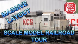 MASSIVE LAYOUT Kansas City Southern HO Scale Model Railroad Tour [upl. by Kcirdet]