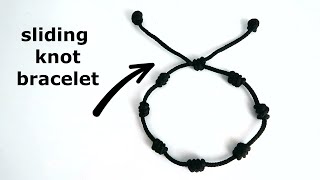 Simple Sliding Knot Bracelet  Black Thread Bracelet  7x Knot [upl. by Dachy]