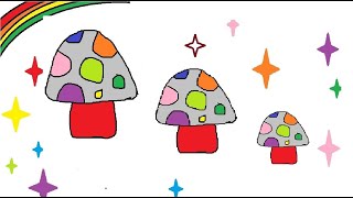 kids drawing a mushroom  kids easy drawing coloring drawing kidsdrawing [upl. by Eillim781]