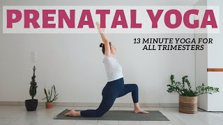 Gentle Prenatal Yoga 13 Minute Routine for Every Trimester [upl. by Ahsinauq703]