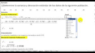 Excel varianza poblacional para datos no agrupados [upl. by Ahar601]