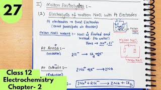 Electrolysis of molten NaCl AlCl3 Electrolysis of molten electrolyte Electrochemistry Class12 [upl. by Ainoloppa]