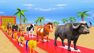 Paint amp Animals MammothGorillaTigerDuckCowLion Fountain Crossing Transformation Animals Cartoon [upl. by Alrak]