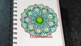 Green Colour Mandala Art For Beginners  EasyMandala59 [upl. by Yelnek]