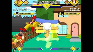 Mugen 1126 Little Mac amp Sozzled Homer vs Donald amp Super Mario [upl. by Ayek]