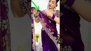 Pallu Pin Tips 💜 beautynstyle saree sareedraping [upl. by Philomena]