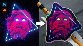 How to Design Holographic Stickers Using Photoshop amp Illustrator [upl. by Amice]