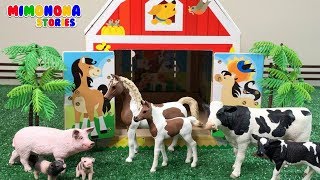 Farm Animals for Children 🐷🐮 Melissa amp Doug Barn Toy ✨ Mimonona Stories [upl. by Borreri]