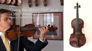 SOLD Georg KlozKlotz Mittenwald 1769 label violin Germany  Cristian Fatu  Metzler Violin Shop [upl. by Seabury]