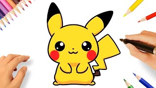 COMO DESENHAR O PIKACHU KAWAII FÁCIL⚡ [upl. by Asiole]