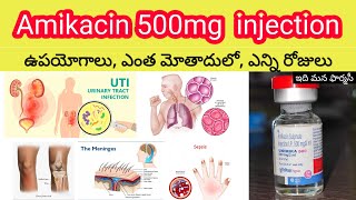 amikacin 500mg injection in telugu  uses sideeffects dosedosage  unimika500mg injection [upl. by Imeka]