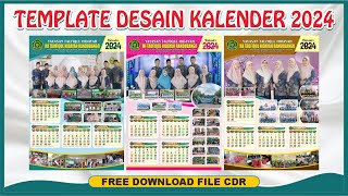 TEMPLATE DESAIN KALENDER 2024  KALENDER 3 BULANAN  FREE DOWNLOAD CDR  ZAFIRA STUDIO  COREL DRAW [upl. by Ahsiekam]