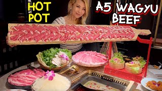 EATING A5 WAGYU BEEF at Wagyu House Hot Pot in Rowland Heights CA RainaisCrazy [upl. by Accever313]