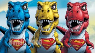 🔴All Superman T Rex Evolution vs Dinosaurs Jurassic World Indominus Rex Color Pack vs King Shark [upl. by Karlen]