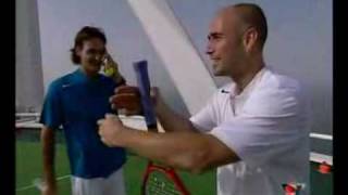 Roger Federer and Andre Agassi at the Burj Al Arab in Dubai [upl. by Yruok708]