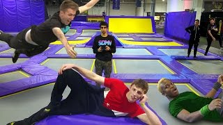 SIDEMEN TRAMPOLINE CHALLENGES Injury Warning [upl. by Ynohtnaluap]