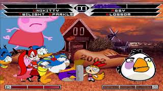 KOF MUGEN Tag Team Unikitty Hanazuki T Sparkle R Bird W Bird vs Abby A Blossom Peppa P Donald Duck [upl. by Mmada373]