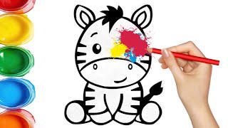 How To Draw Zebra Step By Step  Zebra Drawing Easy for Kids [upl. by Airemahs829]