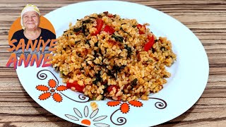 Ispanaklı Bulgur Pilavı Tarifi [upl. by Ihcalam]