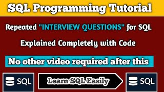 Repeated asked interview questions on SQL  MNC companies will ask these questions in SQL interview [upl. by Novart189]