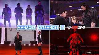 All Manager Exclusive Entrances in WWE 2K24 wMusic [upl. by Attolrahc]