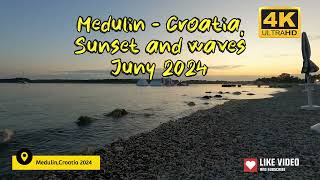 Croatia  Medulin sunset and waves relaxing sound [upl. by Fanya]