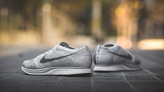 Review amp OnFeet Nike Flyknit Racer quotPure Platinumquot [upl. by Ahseikan]