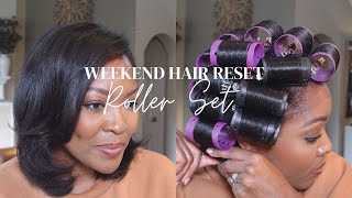 SUCCESS How to Do a 1st Roller Set on Relaxed Hair Weekend Hair Reset Part 2 [upl. by Sid]