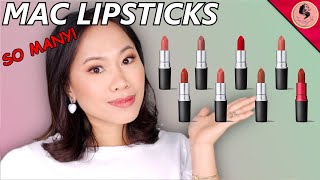 8 SHADES OF MAC LIPSTICKS YOU SHOULD TRY Ruby woo MochaWhirlTaupeand more [upl. by Ihcas906]