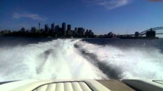 Cobalt 343 65mph rooster tail Sydney harbour [upl. by Eyatnod]