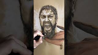 Sketching Gerard Butler as King Leonidas art portrait GerardButler KingLeonidas 300 [upl. by Aschim213]