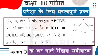 Class 10 Maths Chapter 3 Linear Equations Important Question 2 in Hindi Medium by Tiwari Sir [upl. by Noach560]