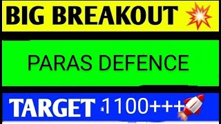 PARAS DEFENCE SHARE LATEST NEWS TODAYPARAS DEFENCE SHARE TARGETPARAS DEFENCE SHARE ANALYSIS [upl. by Attevad]